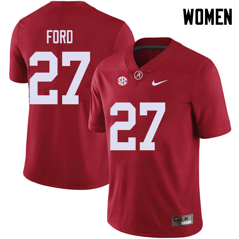 Alabama Crimson Tide Women's Jerome Ford #27 Red NCAA Nike Authentic Stitched 2018 College Football Jersey OQ16L05HM